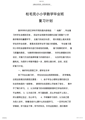 2022年小学数学毕业班复习计划 .pdf