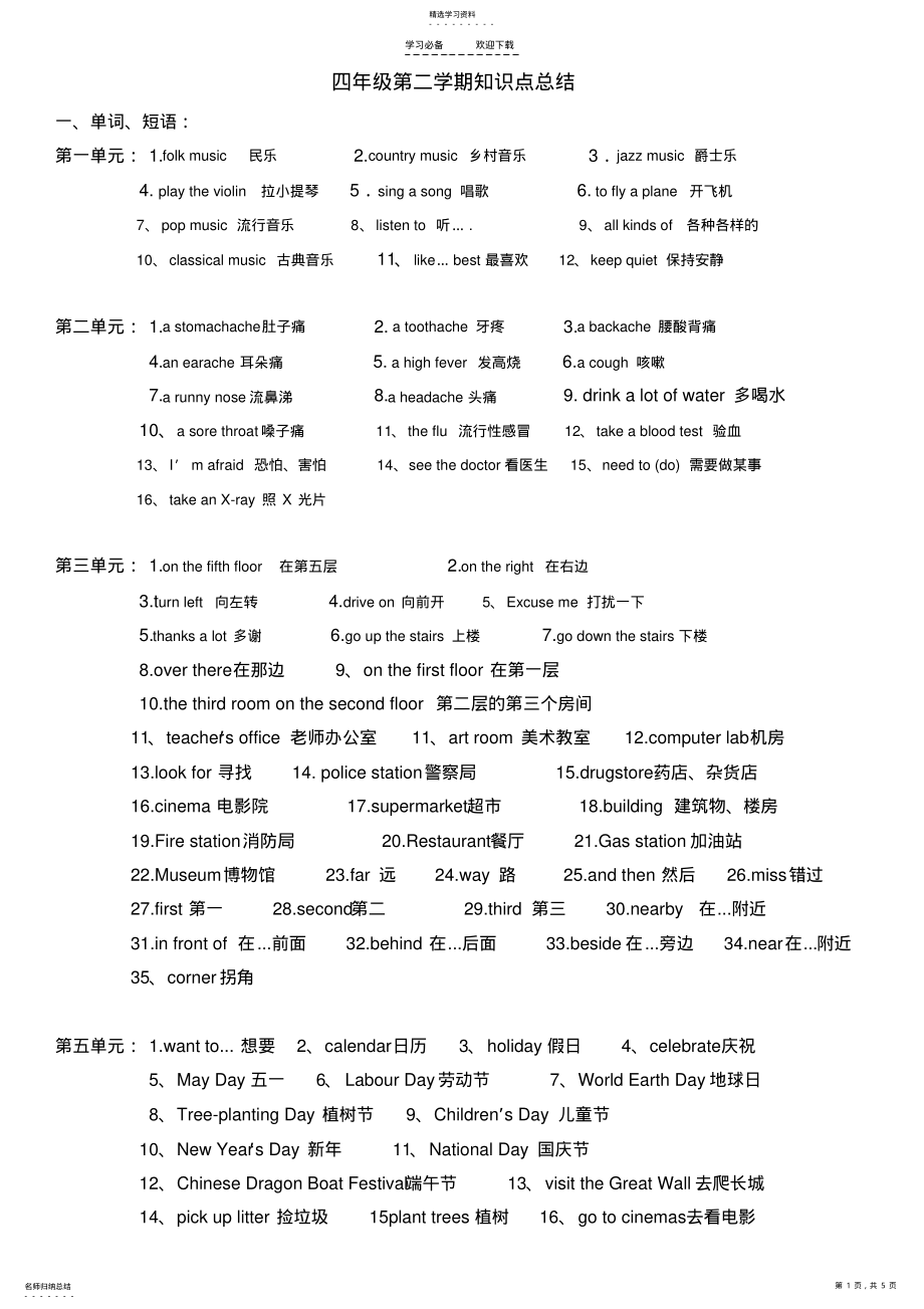 2022年英语四年级知识点 .pdf_第1页