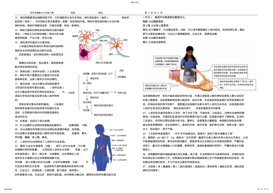 2022年初中生物复习七年级下册知识点总结 2.pdf_第2页