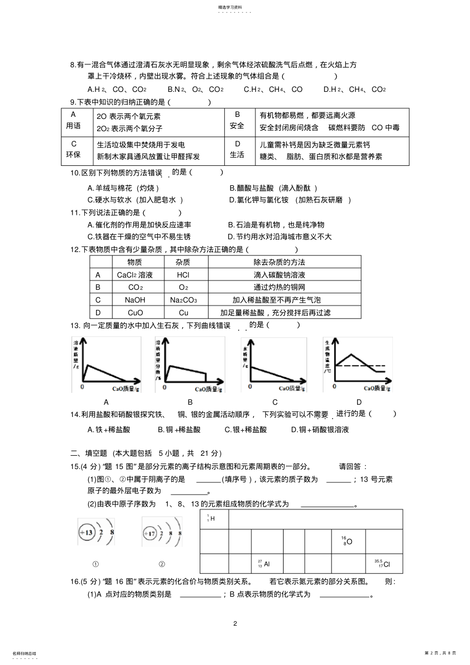 2022年完整word版,2021广东省中考化学真题 .pdf_第2页