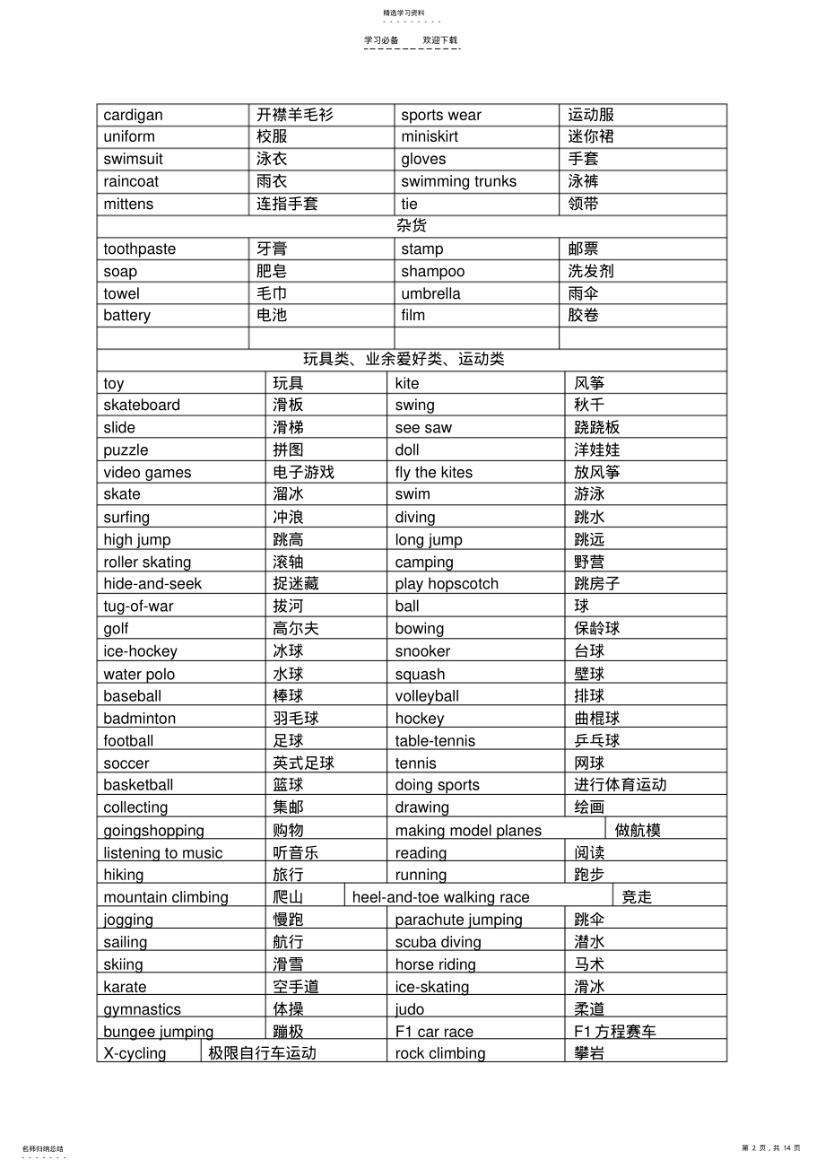 2022年小升初必考英语词汇 .pdf_第2页