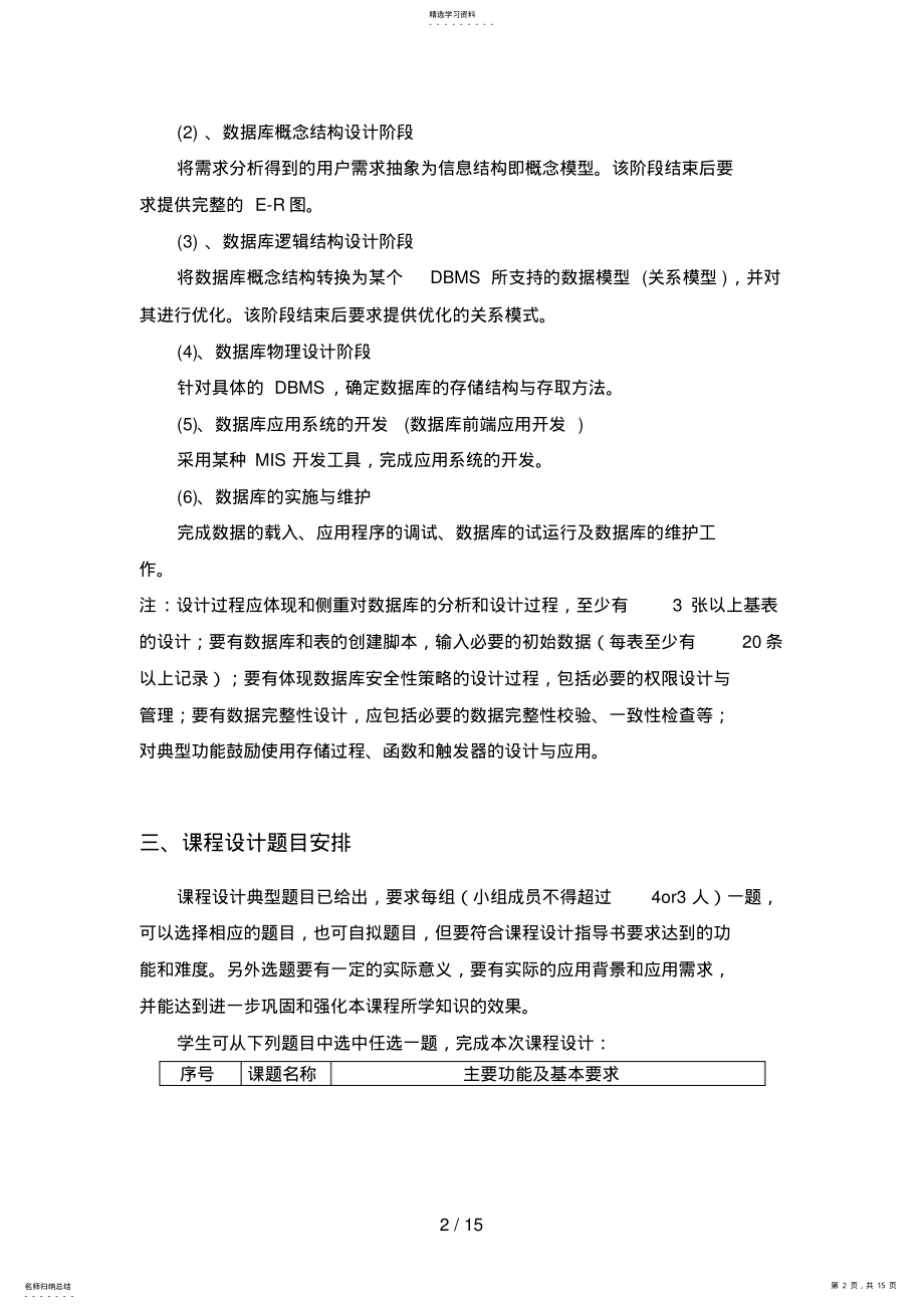 2022年计科级《数据库应用技术课程设计》指导书 .pdf_第2页