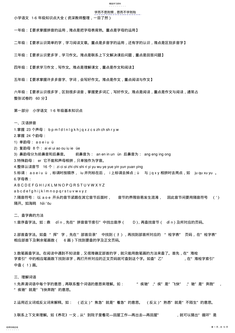 2022年小学语文学习方法概述 .pdf_第1页