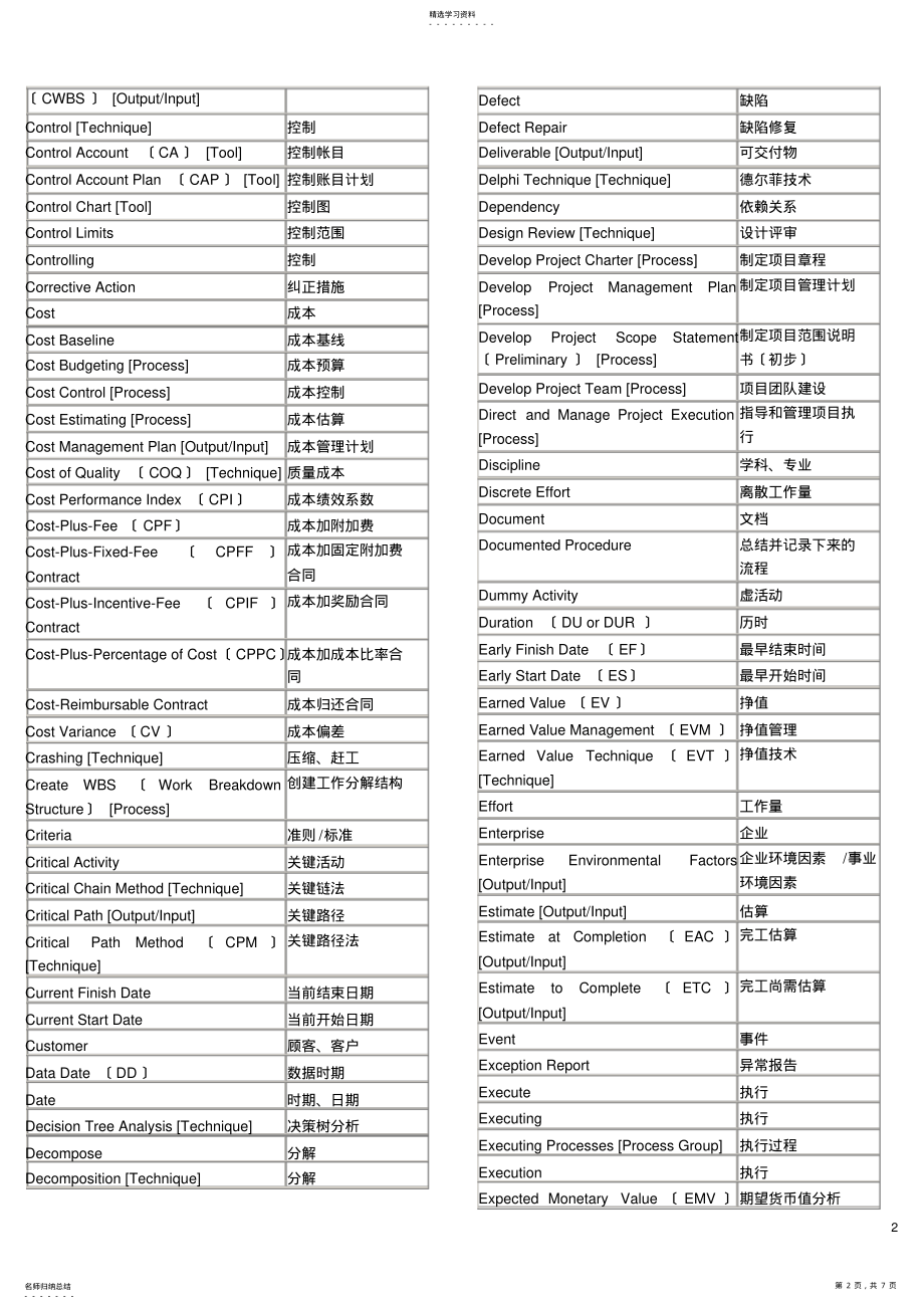 2022年项目管理术语英汉对照表 .pdf_第2页