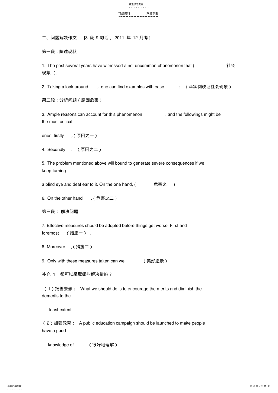 2022年英语四六级考试作文万能句及万能模板 .pdf_第2页