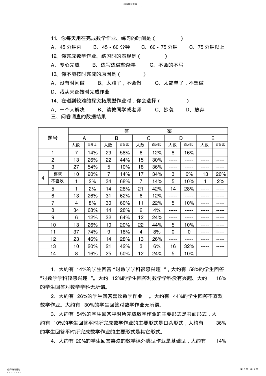 2022年初中数学作业情况问卷调查报告 .pdf_第2页