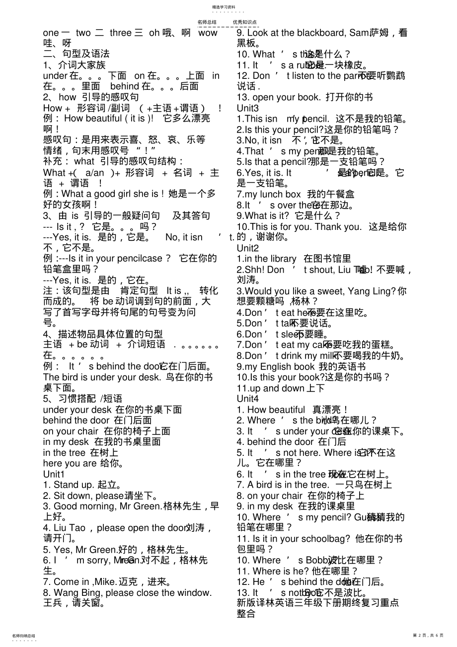 2022年苏教版最新译林版英语三年级下册知识点 .pdf_第2页