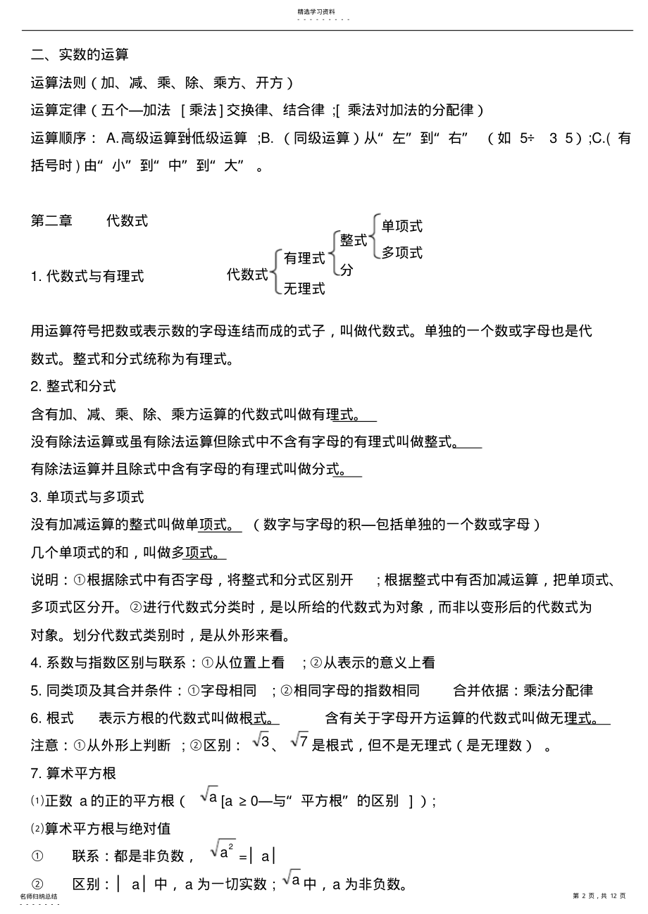 2022年苏教版初中数学知识点整理 .pdf_第2页