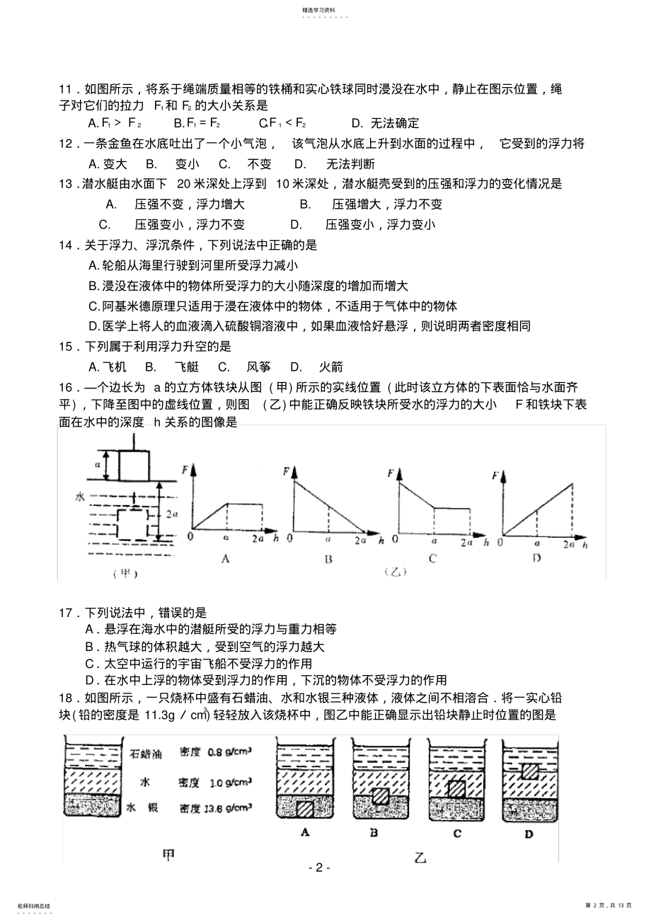 2022年初中物理绝对经典80道难题--浮力.. .pdf_第2页