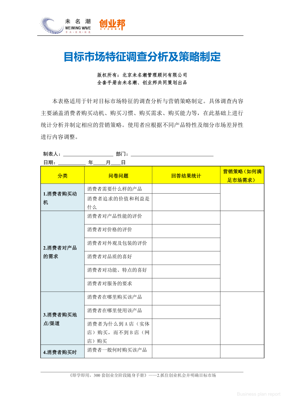 商业计划书和可行性报告目标市场特征调查分析及策略制定.pdf_第1页