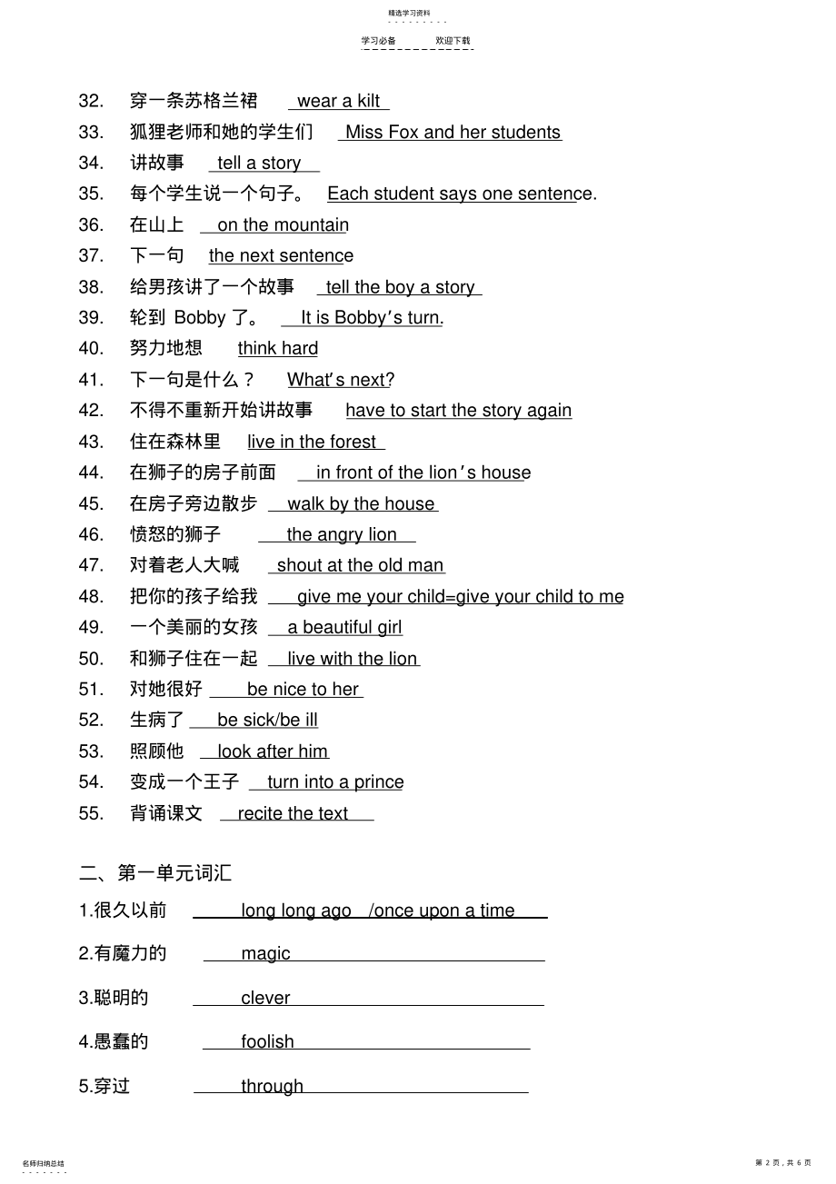 2022年译林英语六年级上册英语第一单元知识点梳理 .pdf_第2页