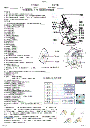 2022年北师大版七年级生物上册第三章细胞导学案 .pdf