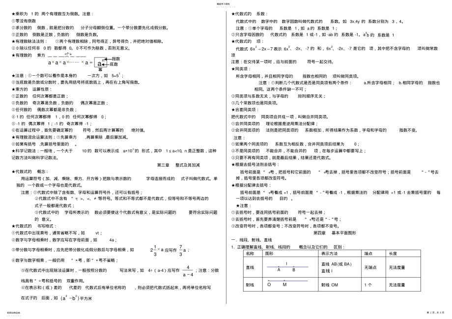 2022年北师大版初一数学知识点总结 2.pdf_第2页