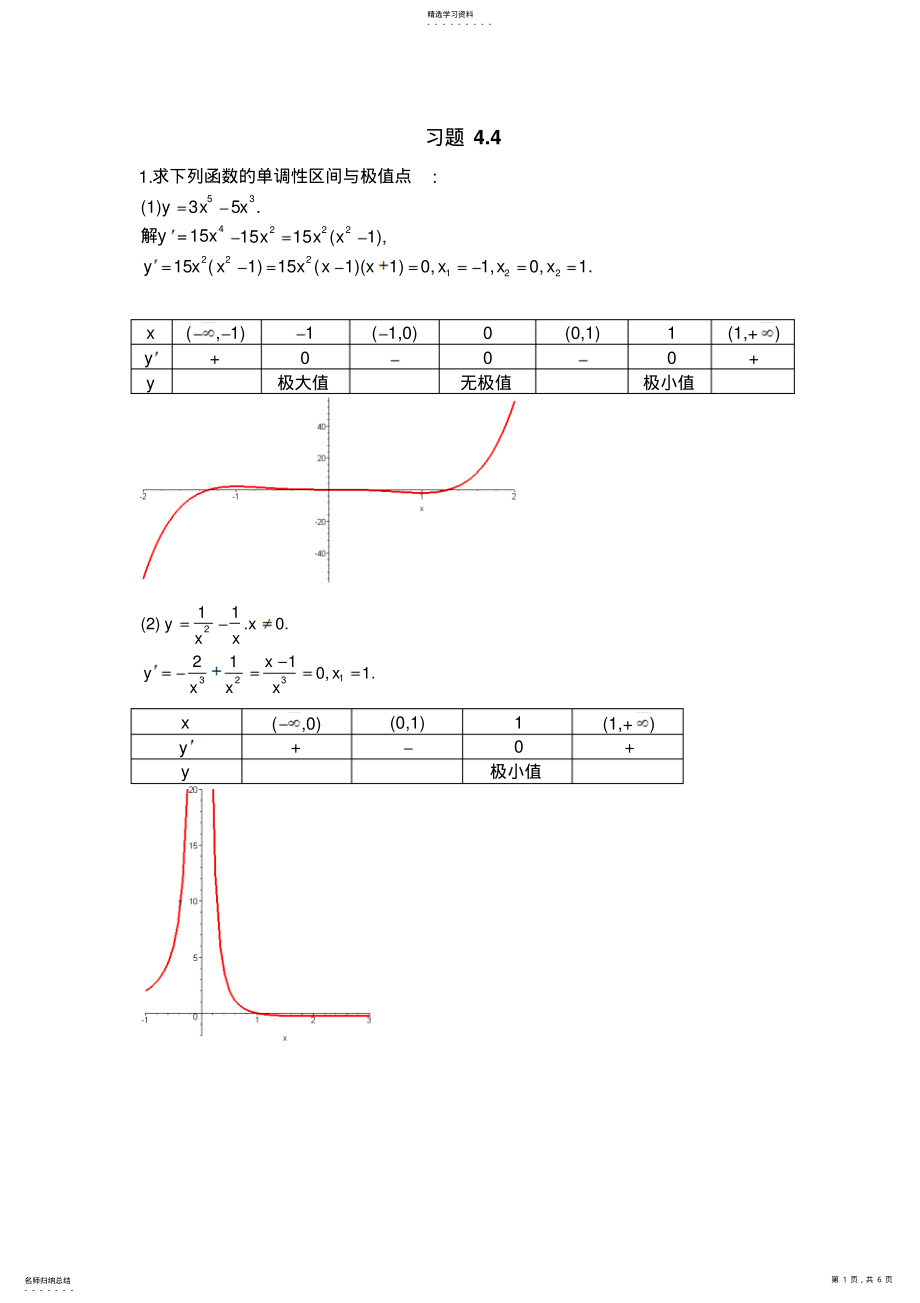 2022年北大版高等数学第四章微分中值定理与泰勒公式答案习题 .pdf_第1页