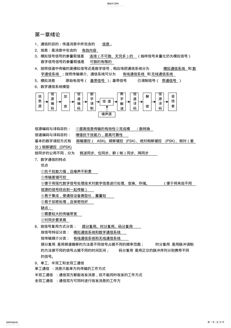 2022年通信原理重点知识总结 2.pdf_第1页