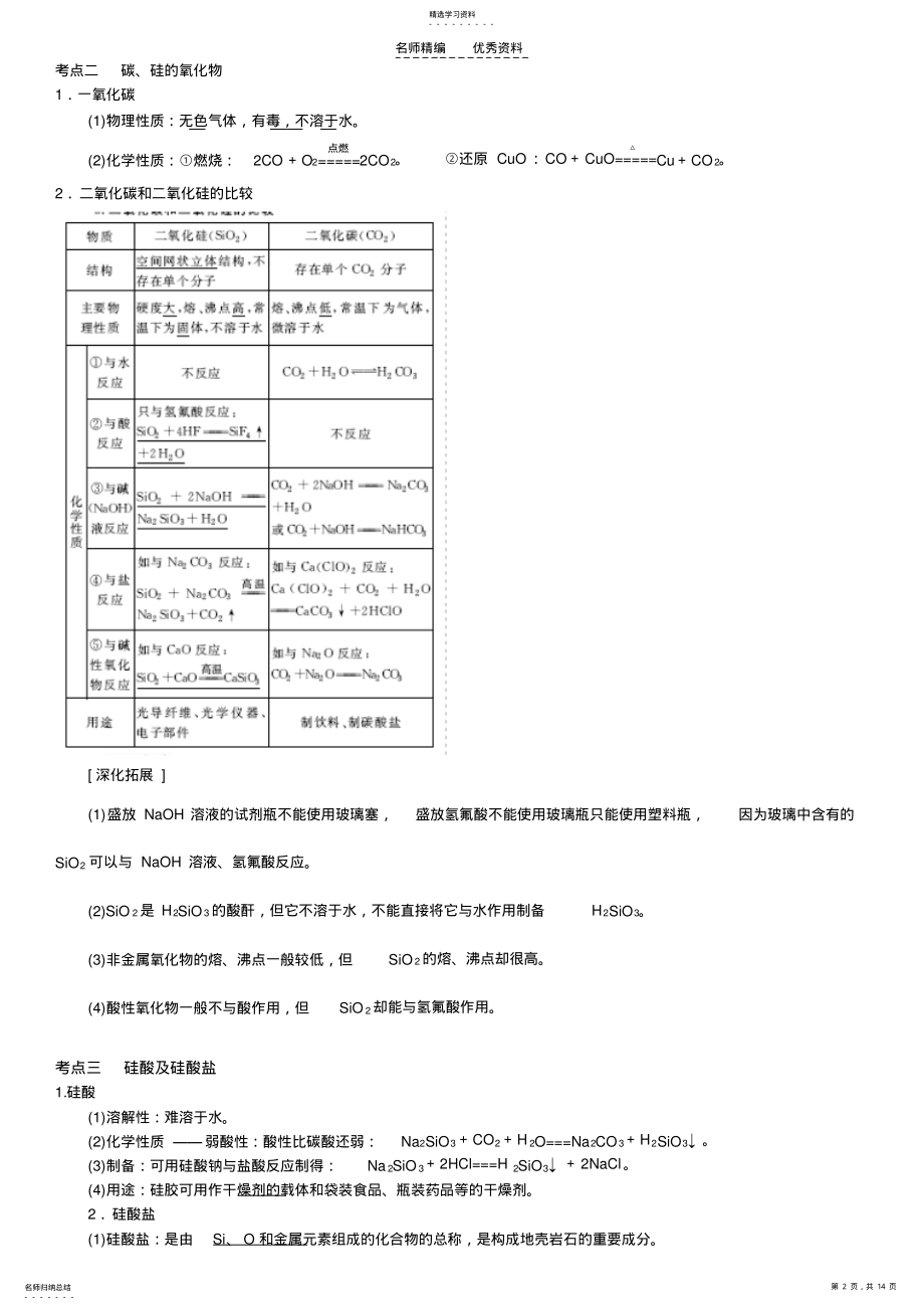 2022年非金属及其化合物知识点总结 .pdf_第2页