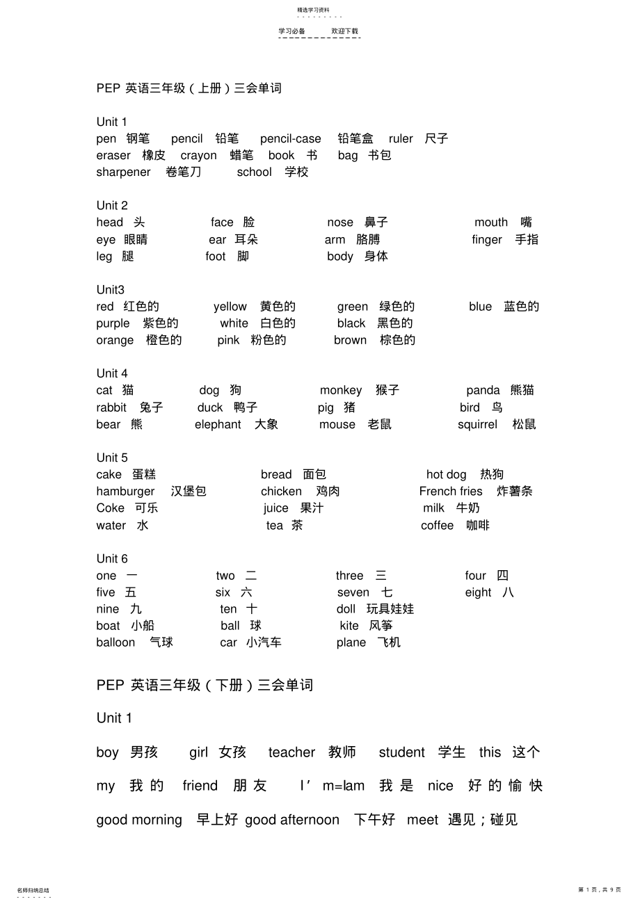 2022年英语三年级三会单词 .pdf_第1页