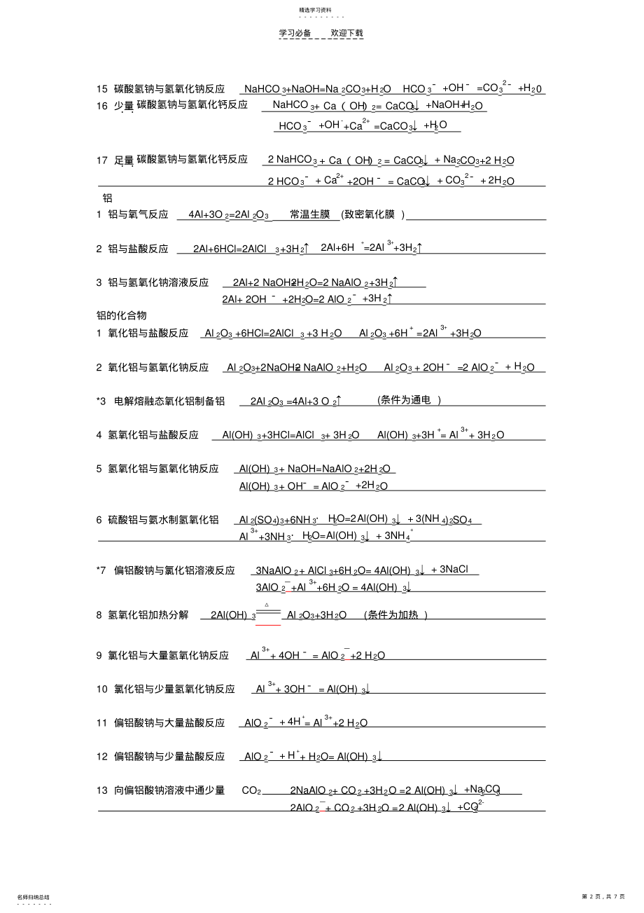 2022年高一化学化学方程式总结 .pdf_第2页