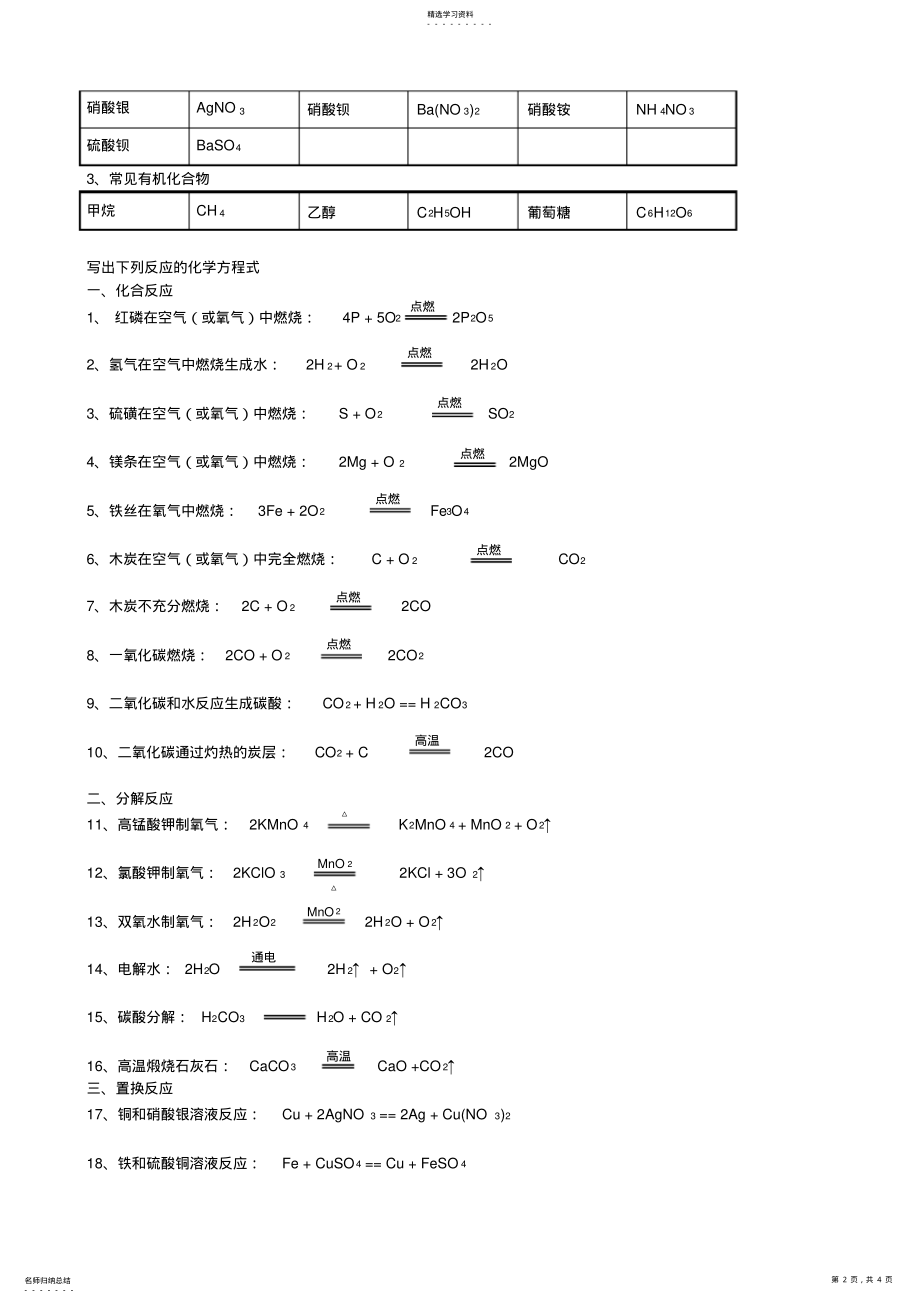 2022年初中常见化学式和化学方程式 .pdf_第2页