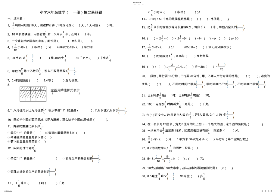 2022年小学六年级数学概念易错题 2.pdf_第1页