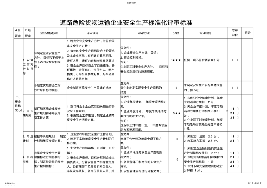 2022年道路危险货物运输企业安全生产标准化评审标准 .pdf_第1页