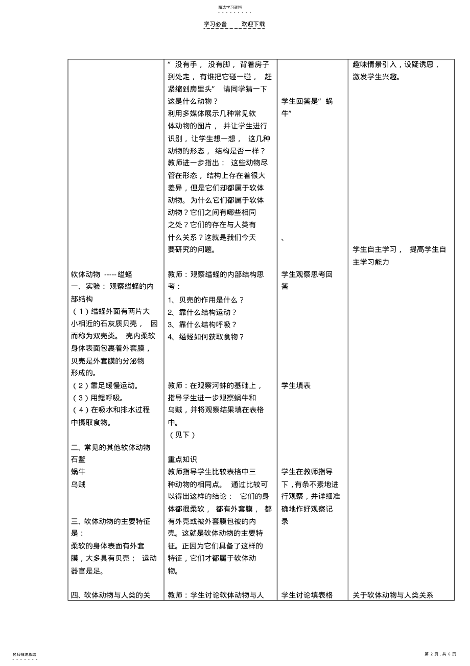 2022年软体动物和节肢动物教学设计 .pdf_第2页