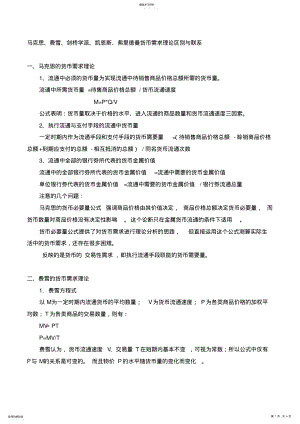 2022年马克思、费雪、剑桥学派、凯恩斯、弗里德曼货币需求理论区别与联系 .pdf