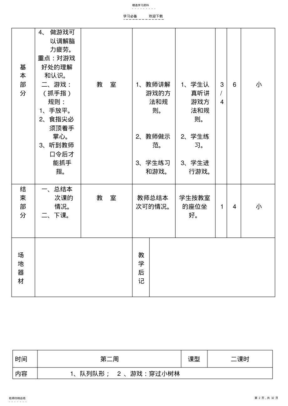 2022年四年级二班体育教案 .pdf_第2页