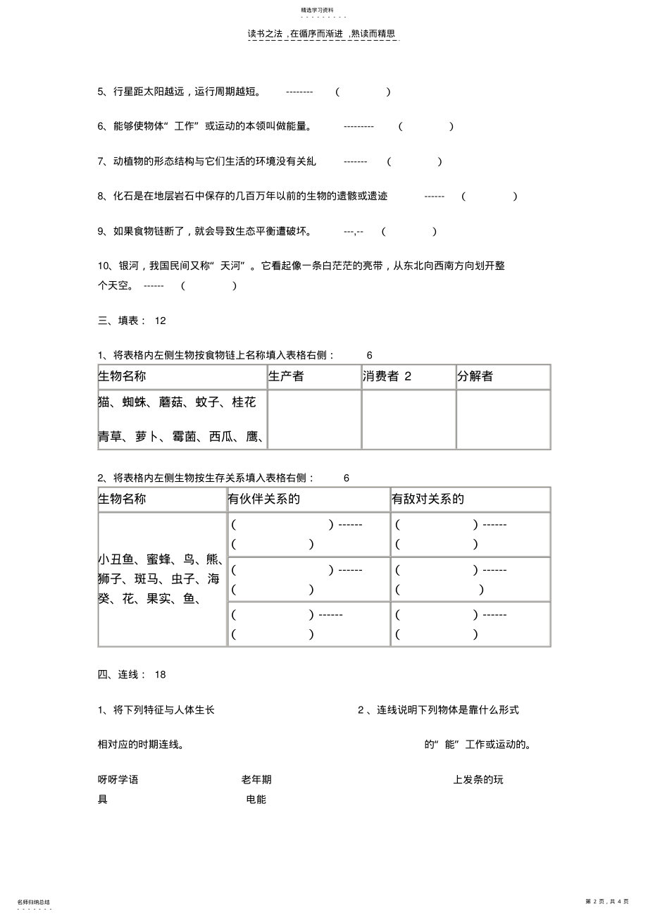 2022年苏教版小学科学六年级下册期末试卷 .pdf_第2页