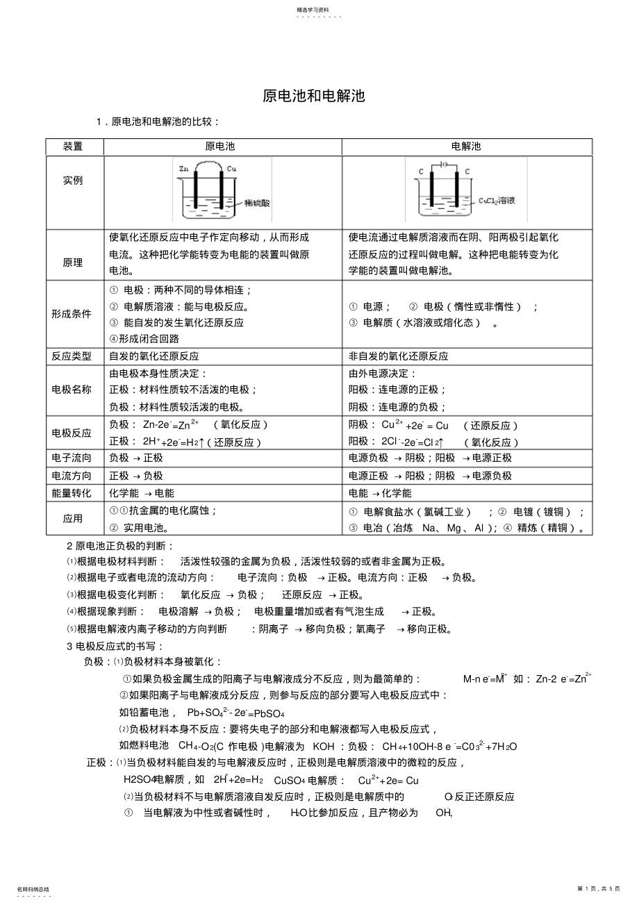 2022年原电池和电解池知识点总结2 .pdf_第1页