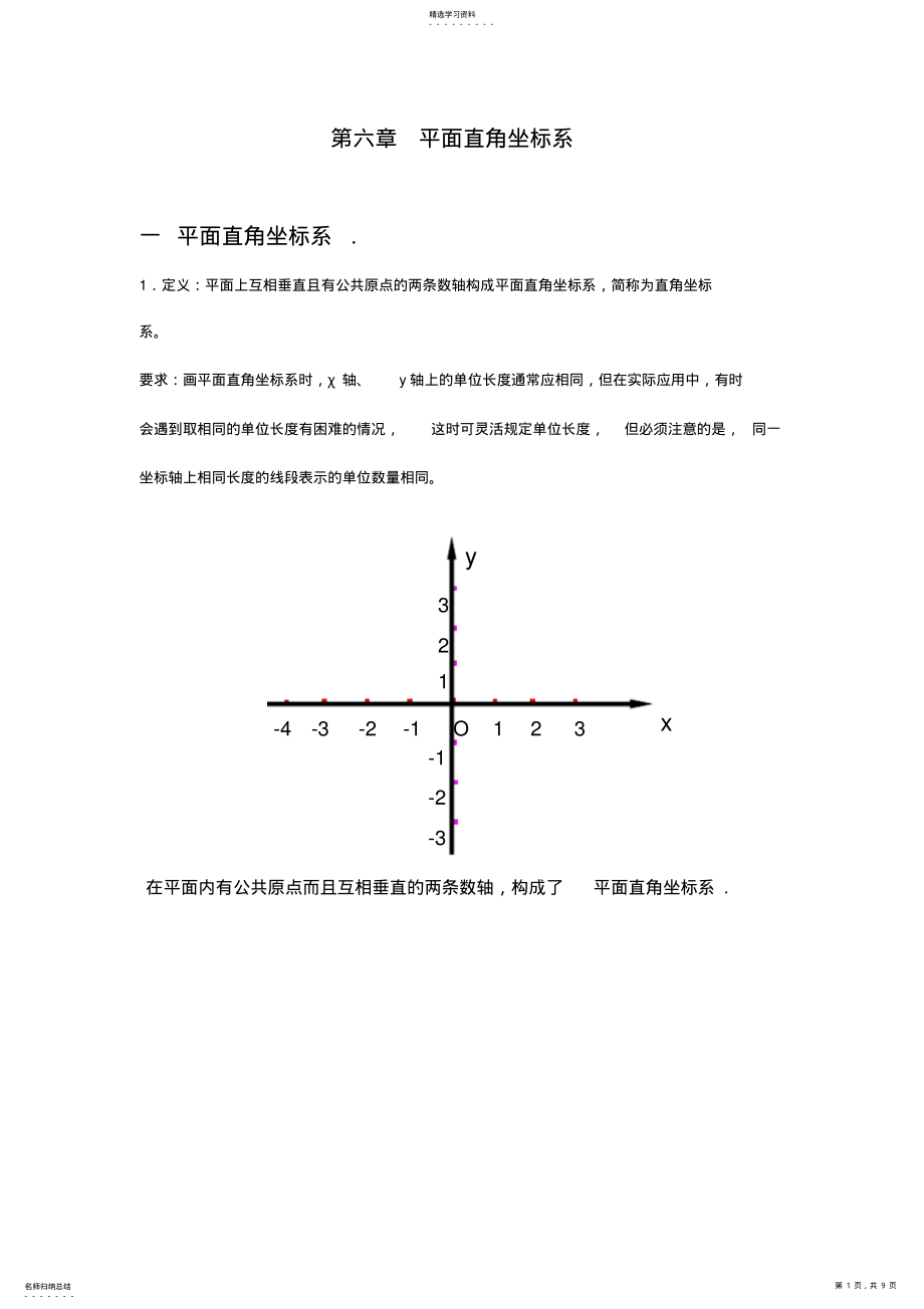 2022年初一数学平面直角坐标系讲义 .pdf_第1页