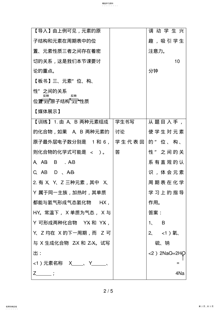 2022年化学：1..3..3《元素周期表的规律总结与应用》教案 .pdf_第2页