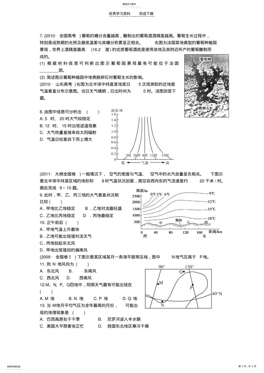 2022年大气受热及热力环流练习题 .pdf_第2页