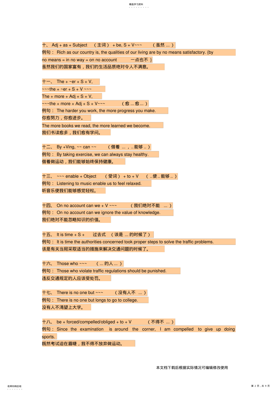 2022年英语四六级写作25个加分句型及一百个高级词汇_共8页 .pdf_第2页