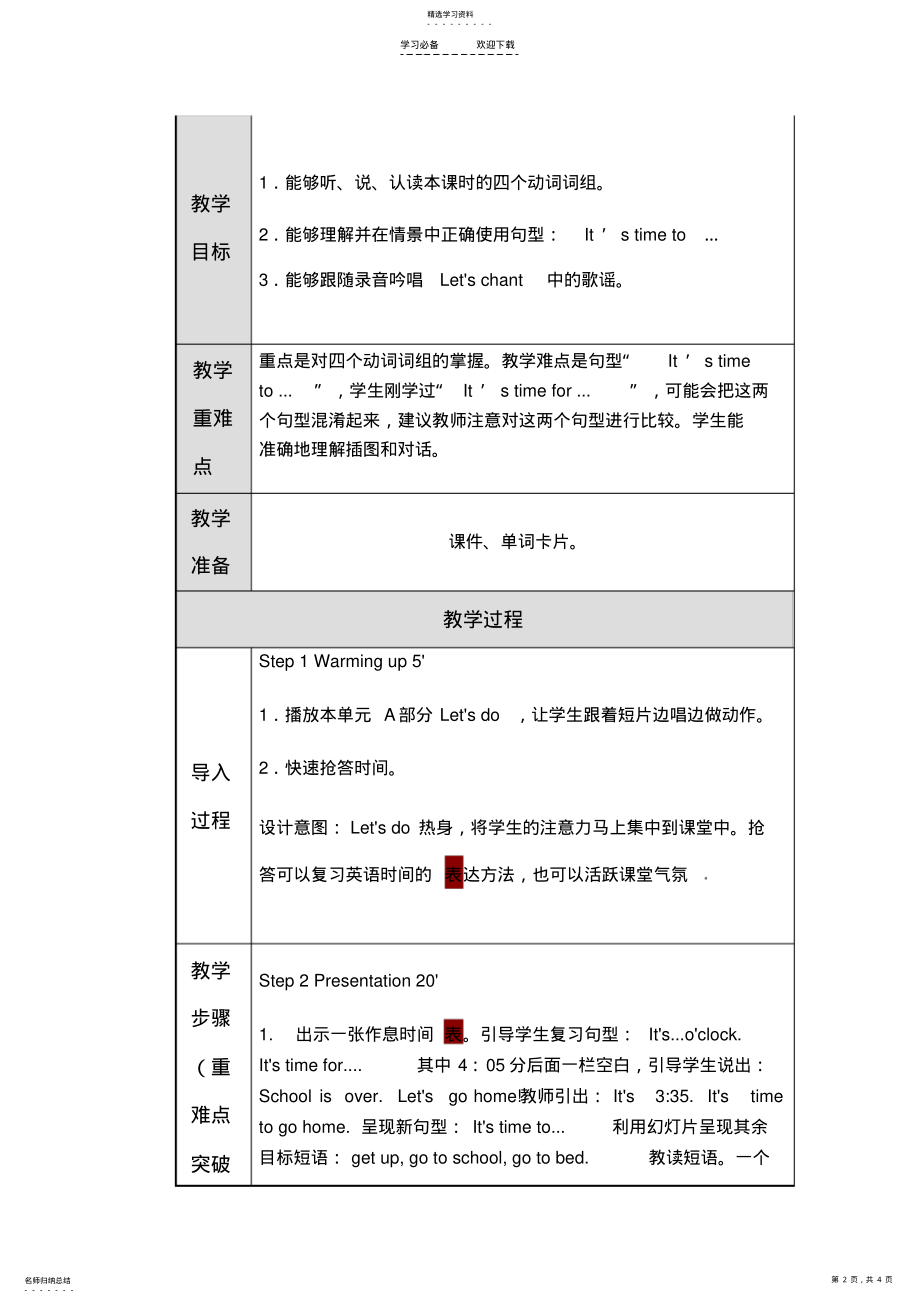 2022年英语课堂教学设计模板 .pdf_第2页