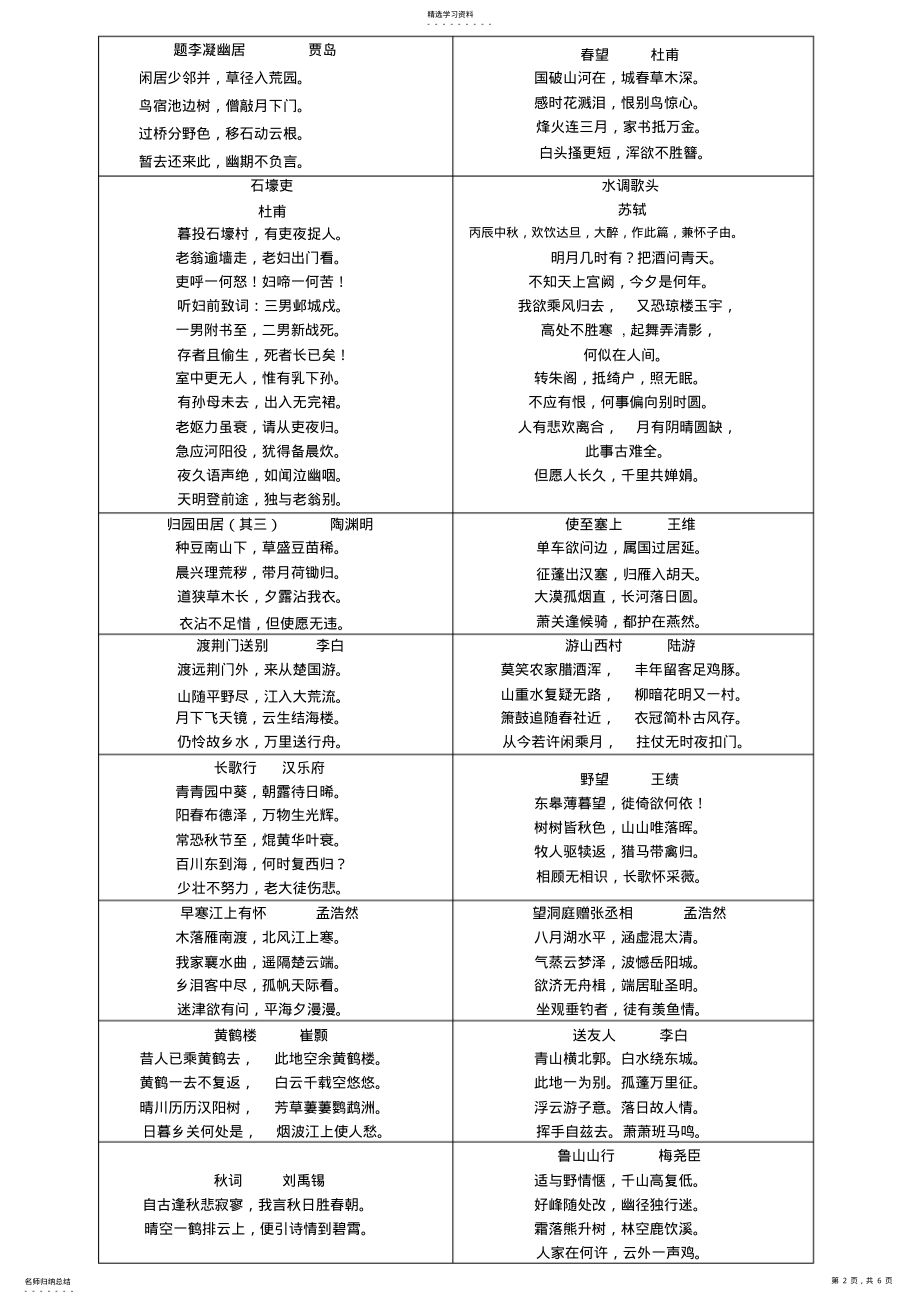 2022年初中生必背古诗100首 .pdf_第2页