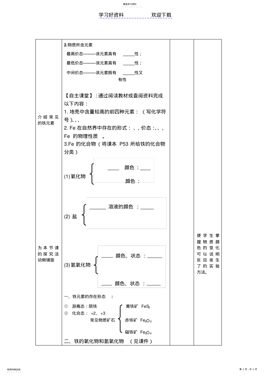 2022年探究铁及其化合物的氧化性和还原性的教学设计 .pdf_第2页