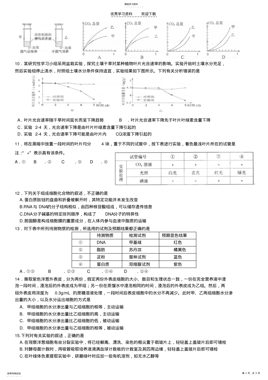 2022年高二生物期末综合自测题 .pdf_第2页