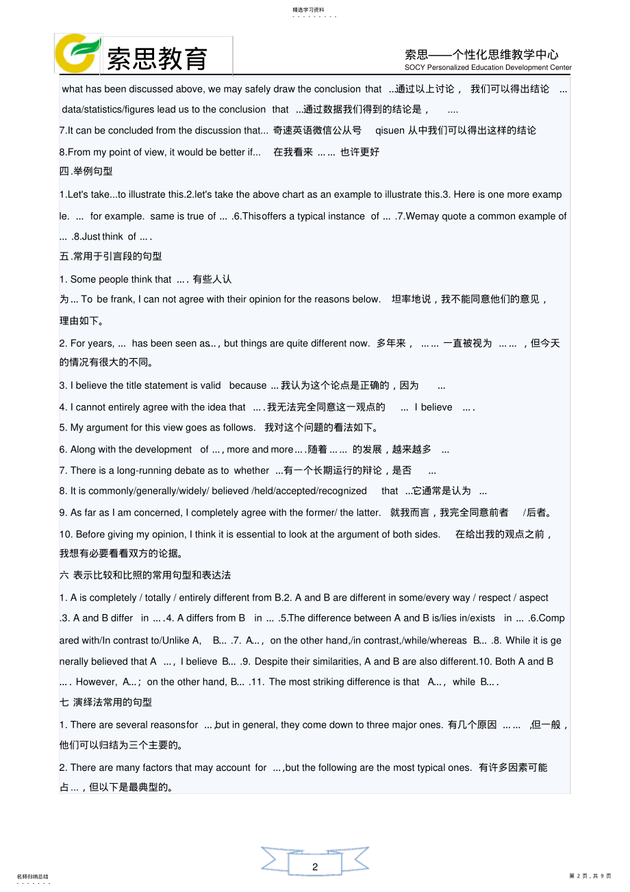 2022年高考英语作文万能句型及高频词汇 .pdf_第2页