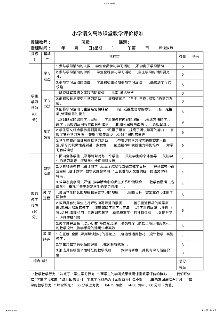 2022年小学高效课堂教学评价标准 .pdf_第2页