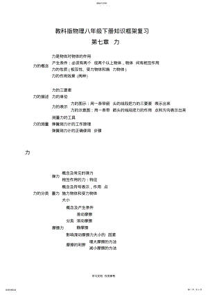 2022年教科版物理八年级下册知识框架复习 .pdf