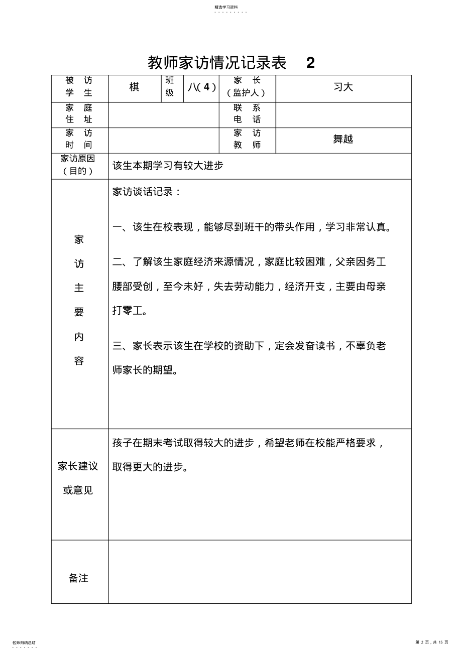 2022年教师家访情况记录表 .pdf_第2页