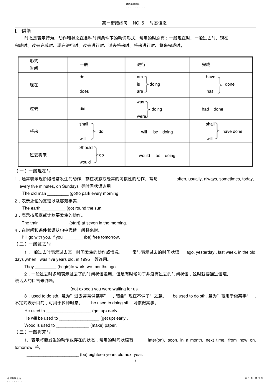 2022年高一英语时态语态 .pdf_第1页