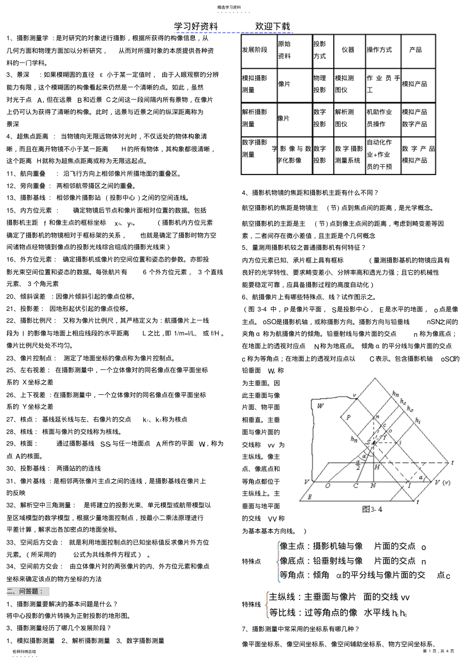 2022年摄影测量学考试重点总结 .pdf_第1页