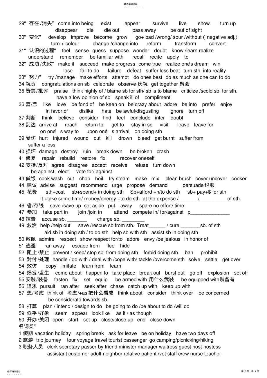 2022年高考完形填空高频词汇总结整理版 .pdf_第2页