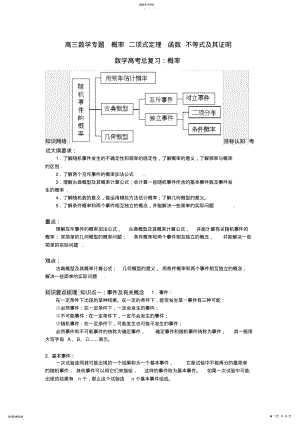 2022年高三数学专题复习概率二项式定理函数不等式及其证明等几大专题高考复习资料 .pdf