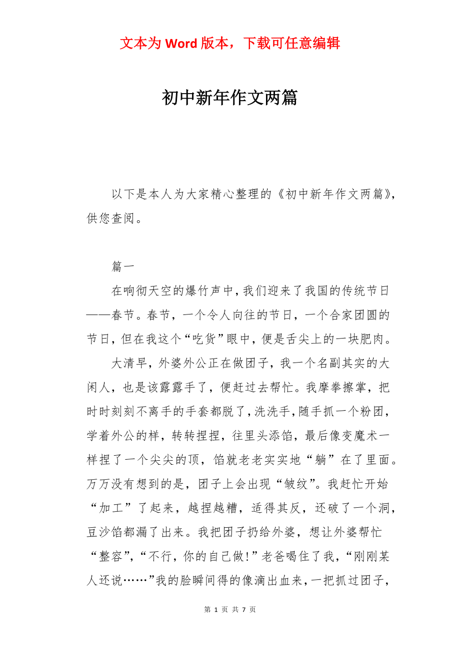 初中新年作文两篇.docx_第1页