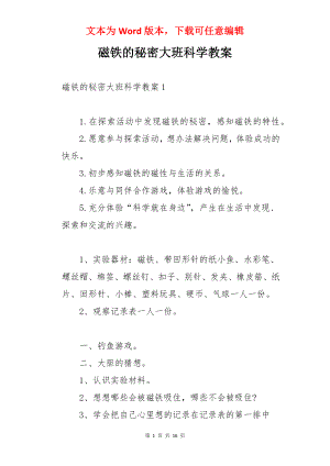 磁铁的秘密大班科学教案.docx