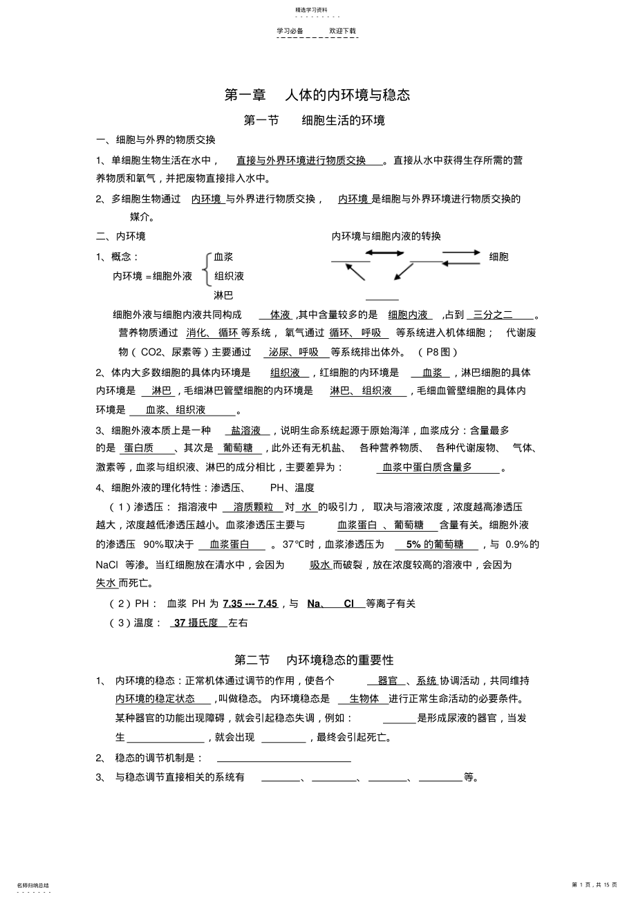 2022年高二文科班生物知识要点总结 .pdf_第1页