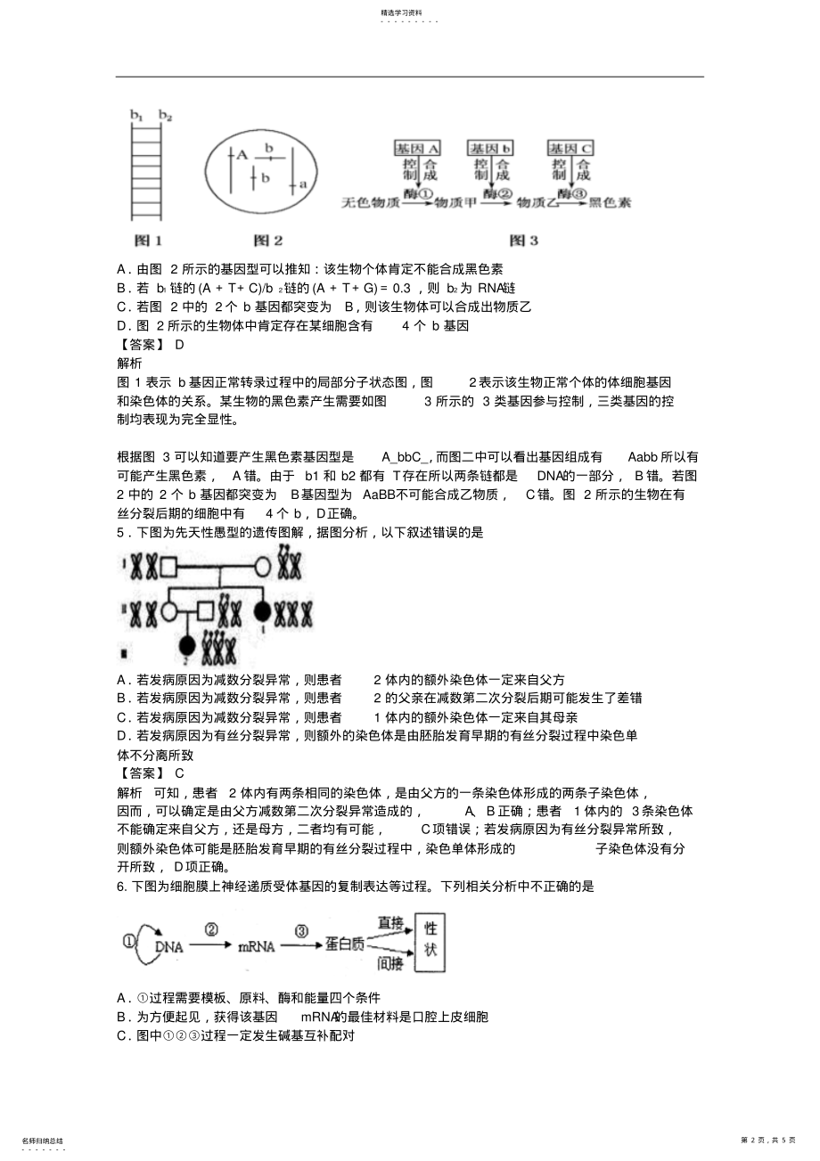 2022年高考名师预测生物试题知识点04遗传的分子细胞基础 .pdf_第2页